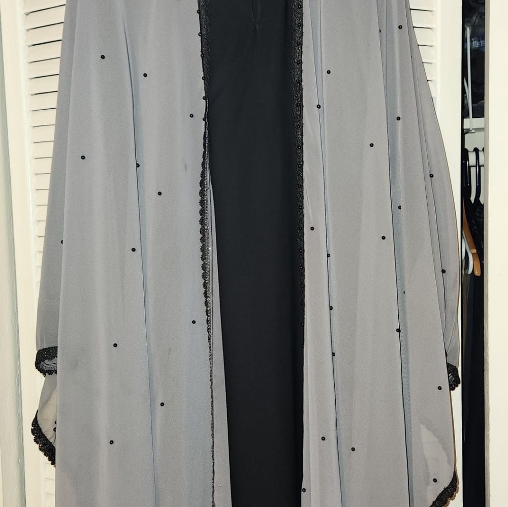 Abaya, Black And Grey Long Dress